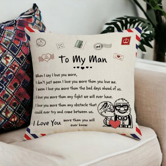 FLAPI (Only Cover) To My Man Postcard Pillowcase 18x18 inches - Picture 5 of 5